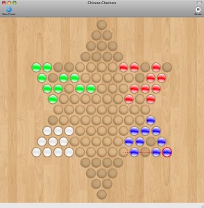 Playing Chinese Checkers with four players